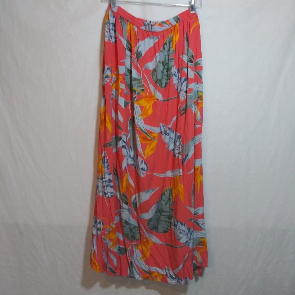 Patrons of Peace Coral Tropical Floral Double Slit Maxi Skirt Size L - Picture 5 of 7